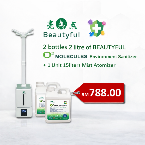 O² Molecules Environment Sanitizer 2L (2btls)+ Mist Atomizer 15L （1unit)